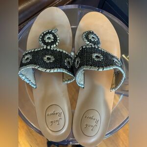 Jack Rogers sandals size 9 black and metallic silver